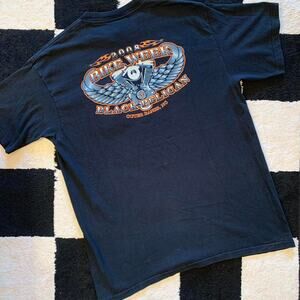 Y2K Bike Week Chrome engine Black pocket T-shirt